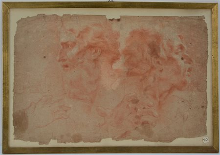 Scuola emiliana dell'inizio del secolo XVIII "Studio per teste virili" matita...