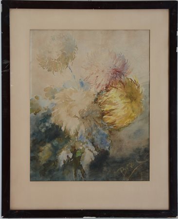 Firma indecifrata, "Fiori" acquerello (cm 56x44) firmato in basso a destra,...