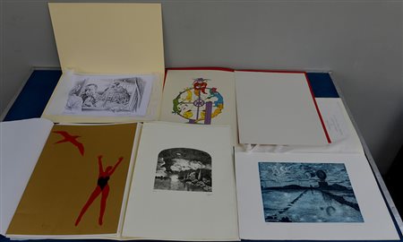 Cartella contenente sei grafiche di autori differenti (difetti)