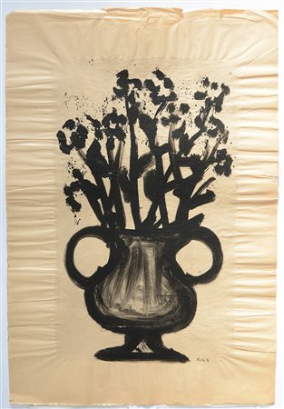 Bolla, "Vaso di fiori" acquerello su carta (cm 72,5x50)firmato e datato 56 in...