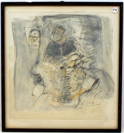 Giuseppe Basile "Senza titolo" tecnica mista (cm 31x29) firmato in basso a...