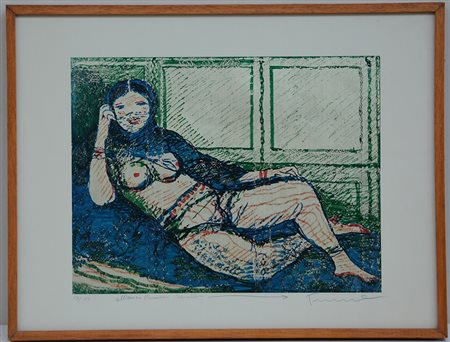Salvatore Fiume (1915-1997) - “Odalisca”, serigrafia (cm 52x69) firmata e...