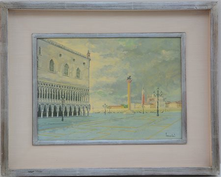 Bernardo Leporini (Roma 1904 - Milano 1984)"Venezia, piazza San Marco" olio...