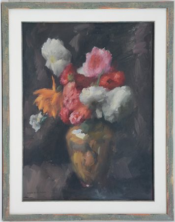 Ugo Celada da Virgilio (Virgilio 1895 - Varese 1995)"Vaso con fiori" olio su...