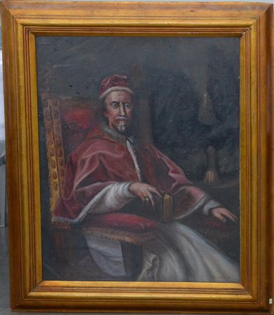 Scanabissi P. "Ritratto di Papa", olio su masonite (cm 78x64), firmato in...