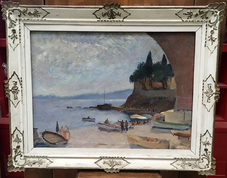 Ugo Vittore Bartolini (Firenze 1906 - Milano 1975 ) "Spiaggetta di Zoagli"...