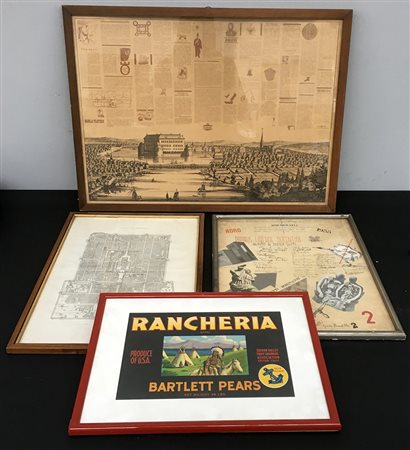 Lotto composto da una "Pianta di Pechino", un quadretto pubblicitario e due...