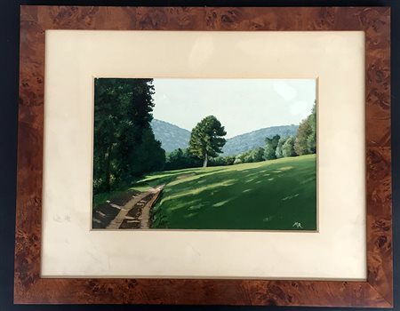 Ignoto, ''Sentiero di montagna'', olio su cartone telato (cm 19 x 28),...
