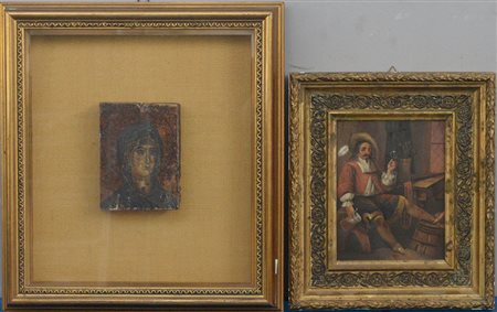 Lotto composto da una piccola Icona raffigurante Madonna ed un dipinto ad...