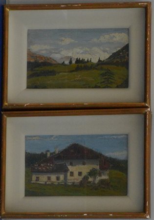 Iolanda Radice Martegani Due dipinti ad olio raffiguranti "Cortina" (cm...