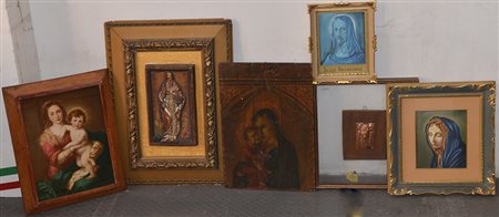 Cartone contenente numerosi quadri a soggetto religioso, autori, tecniche e...
