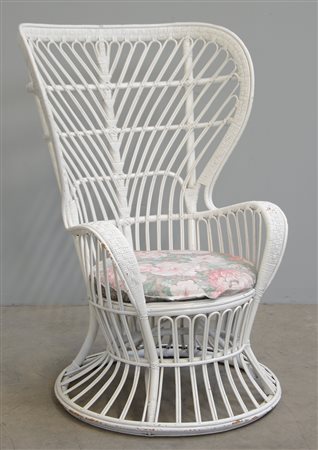 Lio Carminati Bergère in malacca e canna d'india verniciato bianco....