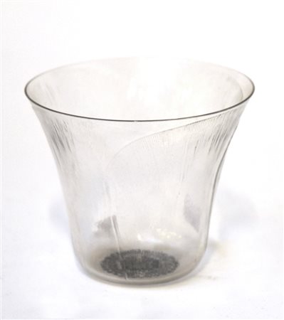 Lalique Piccolo vaso in vetro incolore soffiato a stampo e decorato in nero...