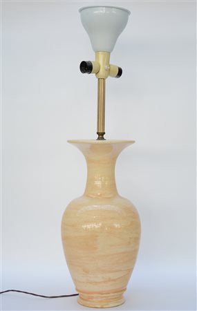 Zaccagnini Vaso montato a lampada in ceramica sotto vetrina nei toni del...