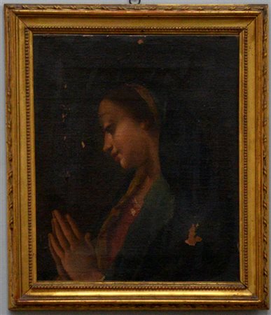 Artista del secolo XVIII “Madonna orante”, olio su tela (cm 44x37). In...