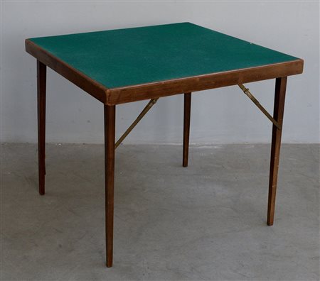 Tavolo da gioco con gambe richiudibili e piano con panno verde (cm 82 x 72 x...