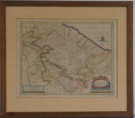Mappa acquerellata del XVII secolo del Ducato di Urbino