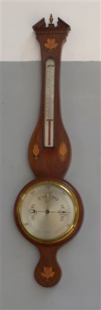 Barometro termometro con cassa intarsiata a motivi vegetali Inghilterra...