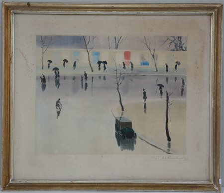 Lentini Giovanni (Palermo 1882 - Milano 1955)"Scorcio urbano" monotipo...