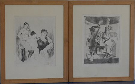 Gino Carrera - Lotto di due acqueforti - prove, firmate e datate in basso a...