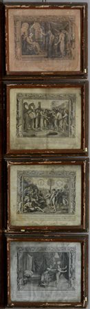 Gruppo di quattro antiche incisioni da Raffaello (cm 28x33)in cornici del...