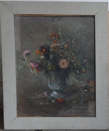 Pietro Gaudenzi (Genova 1880 - Anticoli Corrado 1955)"Fiori" olio su tela (cm...