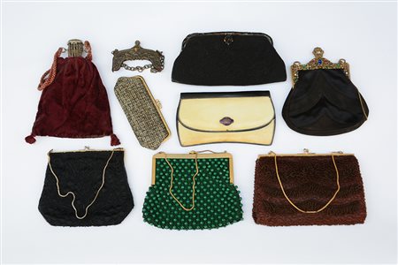 Lotto composto da sette borsette diverse da sera (difetti e mancanze)