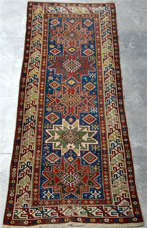 Tappeto Gandjiè, Caucaso inizio secolo XX. Decoro Lesghi con cinque...