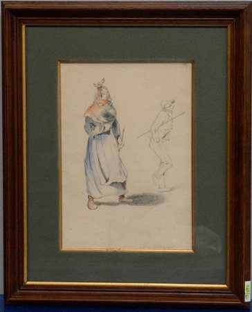 Eduard Gurk (Vienna 1801 - Gerusalemme 1841)(Attribuito) "Battitori in una...