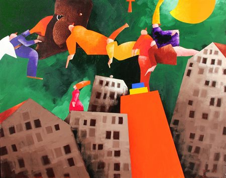 Emilio TADINI (Milano 1927-06-05 Milano 2002-09-24) Fiaba 2000 acrilico su...