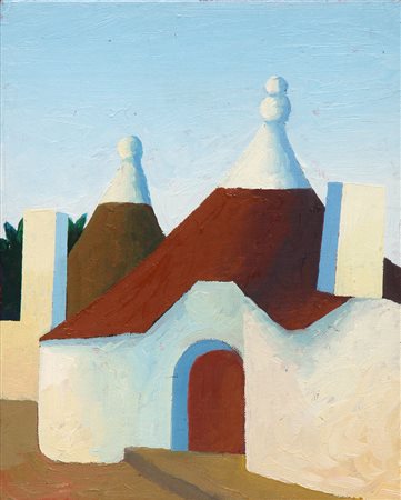 SALVO (Leonforte 1947-05-22 Torino, 2015) Alberobello olio su tela applicata...