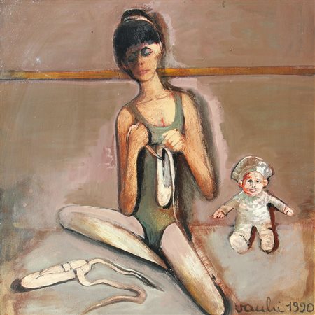 Sergio VACCHI (Castenaso 1925) Ballerina assorta 1990 olio su tela cm. 60 x...