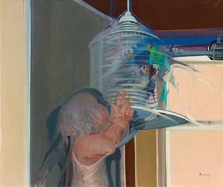 Giorgio BOSSOLA (Modena 1931 Milano 2015) La gabbia 1973 olio su tela cm. 50...