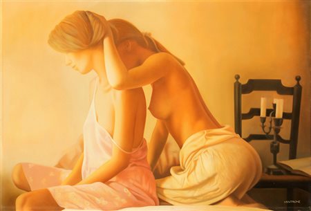 Luciano VENTRONE (Roma, 1942) Figure olio su tela cm. 70 x 100Firma...