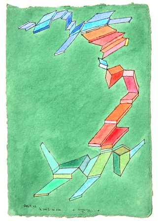 Achille PERILLI (Roma 1927-01-28) La salita al bleu 1992 acquarello su carta...