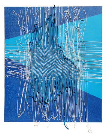 ROSA SPINA (Sicilia) Senza titolo 2016 pittura e defilage su tela cm. 70 x...