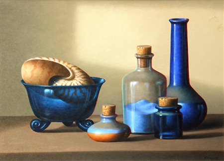 Antonio NUNZIANTE (Napoli, 1956) Sinfonia in blu olio su tela cm. 40 x...