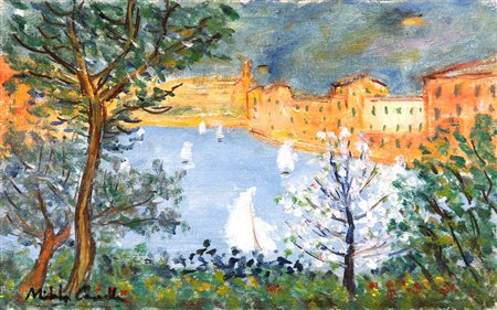 Michele CASCELLA (Ortona (Ch) 1892-09-07 Milano 1989-08-27) Portofino olio su...