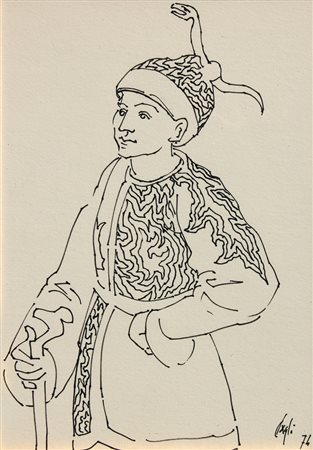 Corrado CAGLI (Ancona 1910 Roma 1976) Guerriero 1974 pennarello su cartoncino...