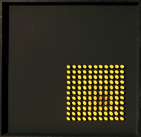 Franco COSTALONGA (Venezia 1933) Yellow 1974 cilindretti su tavola cm. 52 x...