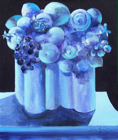 Ercole PIGNATELLI (Lecce 1935) Basamento bleu olio su tela cm. 55 x 46Firma...