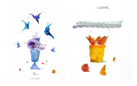 Antonio POSSENTI (Lucca 1932-12-11 Lucca, 2016) Cesto con pesci - Farfalle...