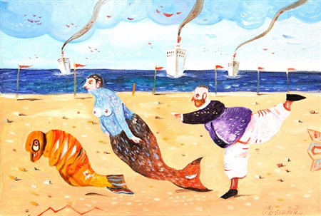 Antonio POSSENTI (Lucca 1932-12-11 Lucca, 2016) Senza titolo olio su cartone...