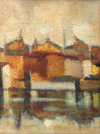 Mario TOGLIANI (1912 1978) Sull'acqua olio su tela cm. 41 x 33Etichetta e...