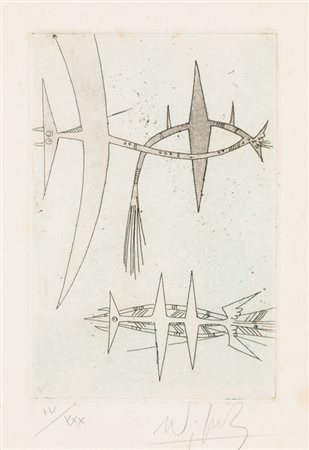 WIFREDO LAM (1902-1982)Senza TitoloAcquaforteLastra cm 15,510,5Foglio cm...
