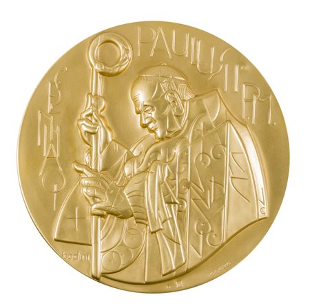 FLORIANO BODINI (1933-2005)Giovanni Paolo IIBassorilievo in bronzoDiametro cm...