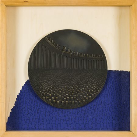 MARIO CEROLI (1938)C'eravamo tuttiBassorilievo in ottone su fondo in legno...