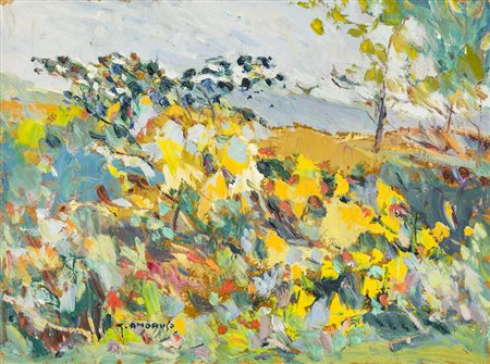 GIUSEPPE AMORUSO (1935)FiorituraOlio su tavolacm 30x40Firma al fronteFirma,...