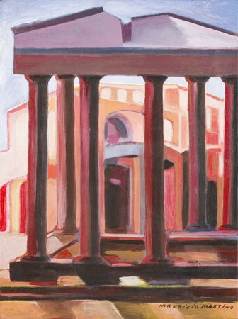MAURIZIO MARTINO (1954)Rovine greco-romaneOlio su telacm 40x30x1,5Firma al...