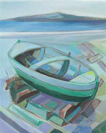 MAURIZIO MARTINO (1954)Senza Titolo (Barche)Olio su telacm 50x40x1,5Firma al...